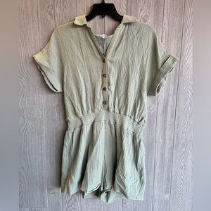 NWT Fashion Nova Danielle Collared Romper Sage Size XL